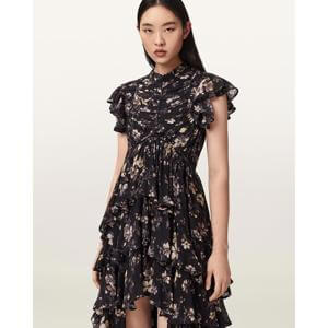 AllSaints Shaela Floral Frill Maxi Dress